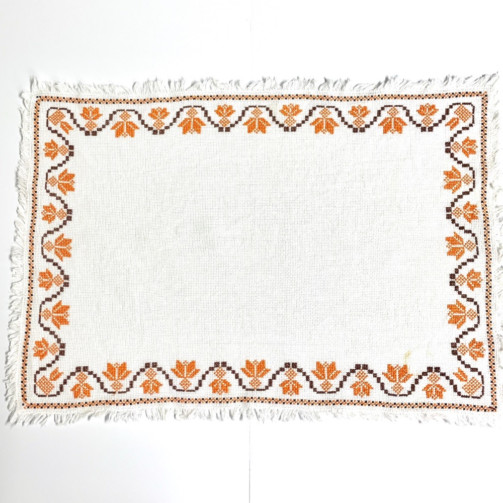 MCM vintage cross-stitch table runner B2